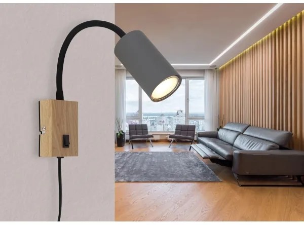 Lampă de perete flexibilă ROBBY 1xGU10/25W/230V neagră/maro Globo 57911WG