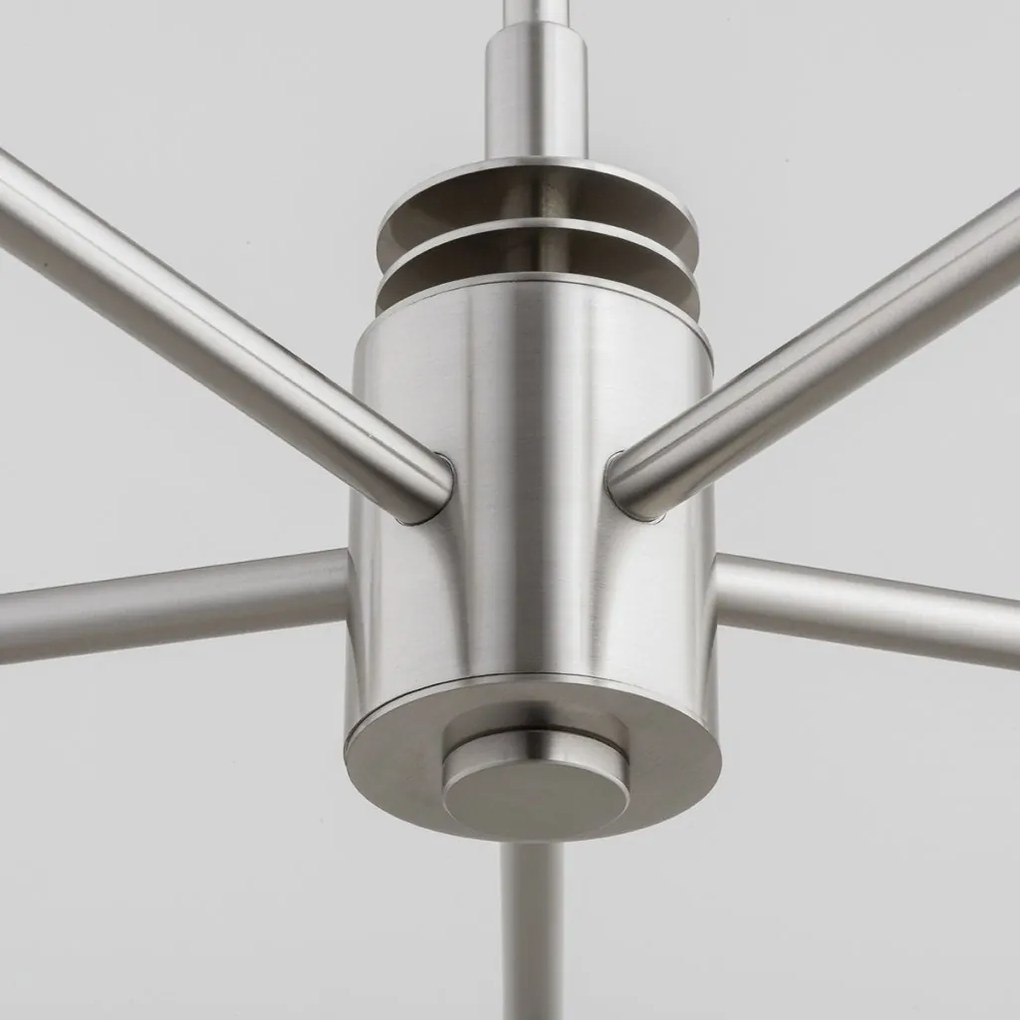 Candelabru 12 brate, otel nickel, sticla alb mat PRESTON 5087