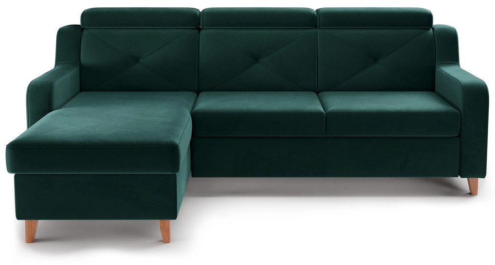 Colțar extensibil Laksaro pe stânga - catifea verde Trinity 28