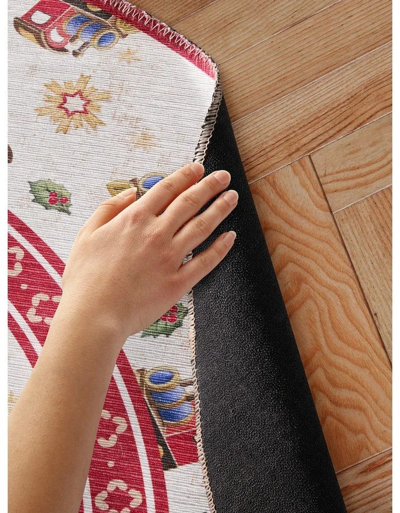 Covor roșu rotund ø 160 cm cu model de Crăciun Toy's Delight Train – Villeroy&amp;Boch