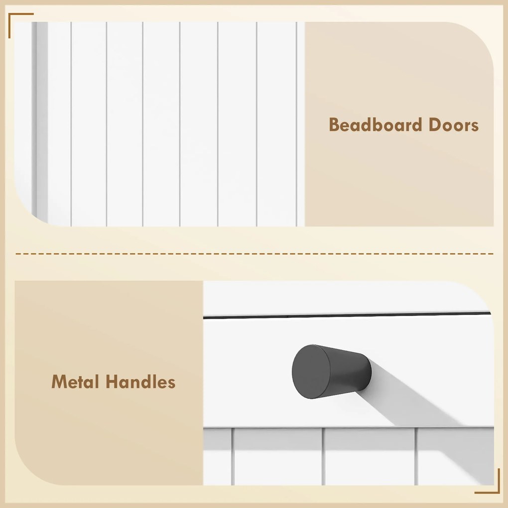 HOMCOM Dulap pentru pantofi 20 perechi, dulap îngust cu 4 sertare rabatabile, 2 compartimente, alb | Aosom Romania