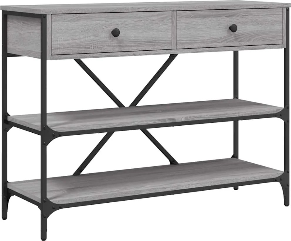 vidaXL Masă consolă cu sertare și rafturi sonoma gri lemn prelucrat