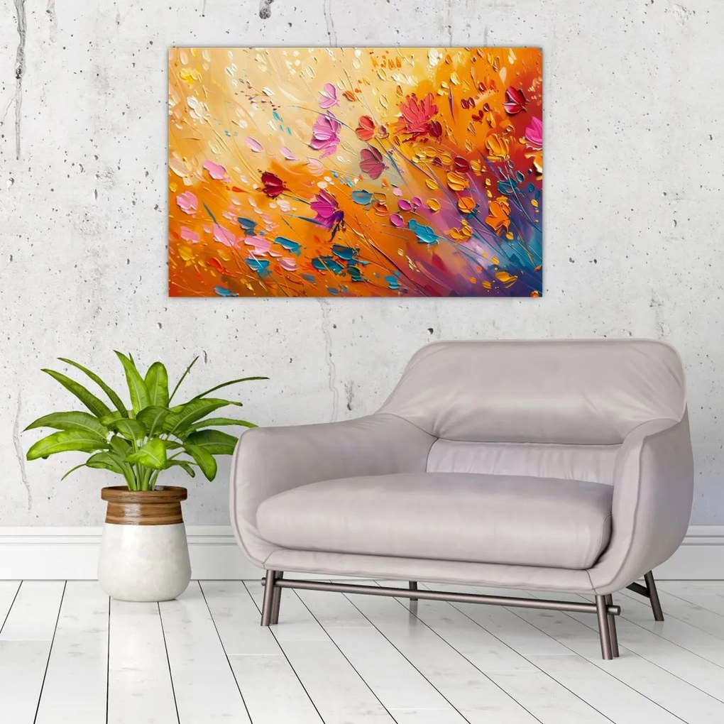 Tablou - Pictură flori colorate (90x60 cm)