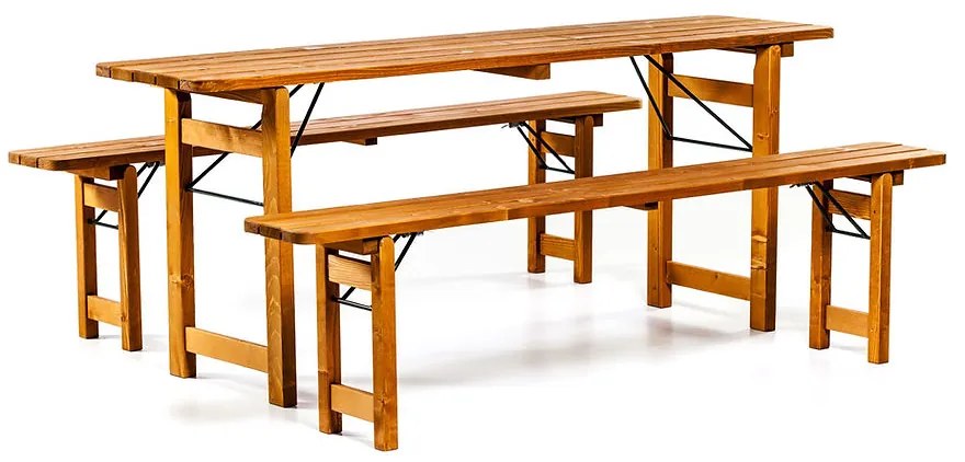 Set de bere pliabil Premium, 195 cm, grosime blat 40 mm din lemn masiv, finisaj cireș