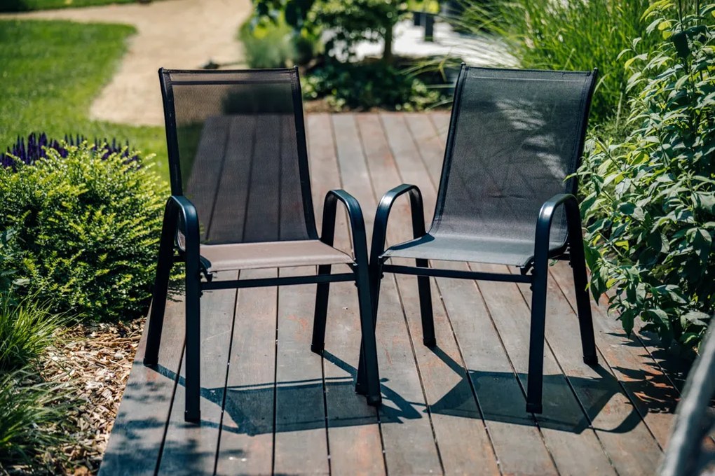 OFERTA Set 2 scaune de gradina TAVERNO gri/negru calitate II