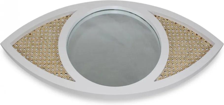 Oglinda rotunda alba/maro din lemn si placaj 34x70 cm Eye Objet Paris