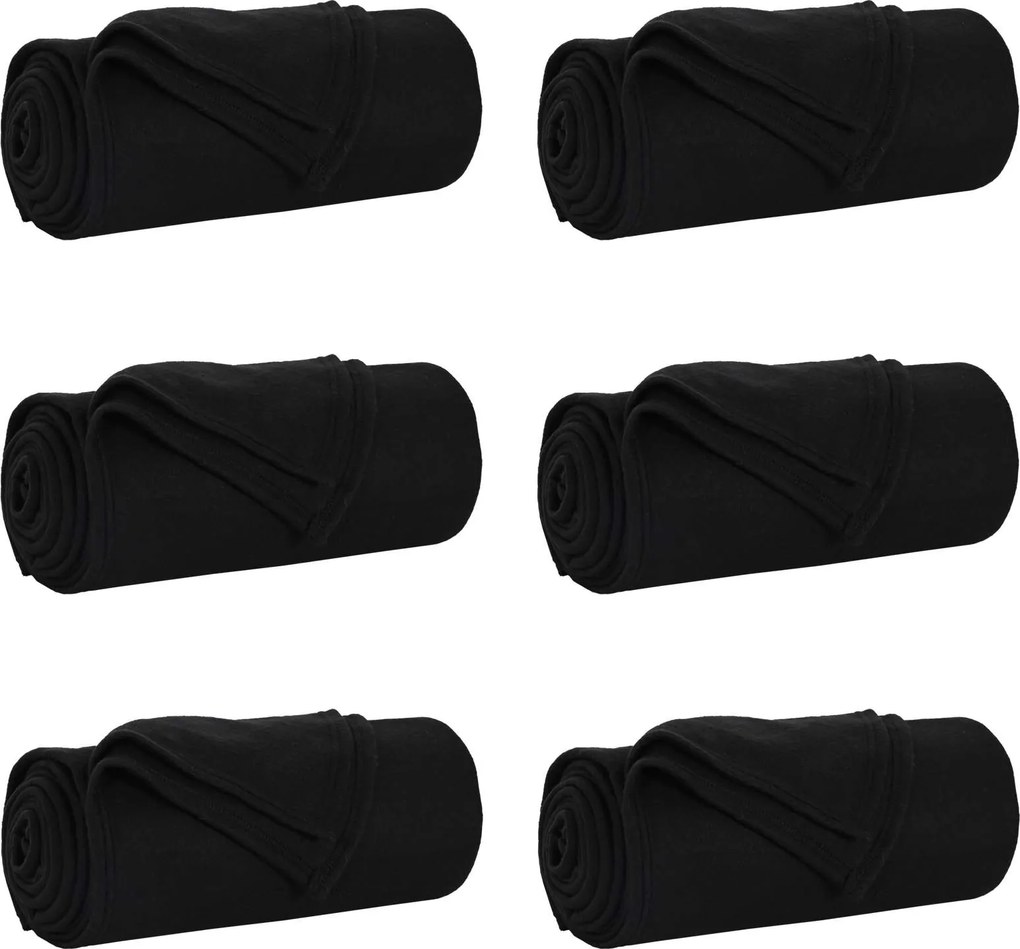 vidaXL Pături de aruncat 6 pcs Negru 240 x 220 cm Molton