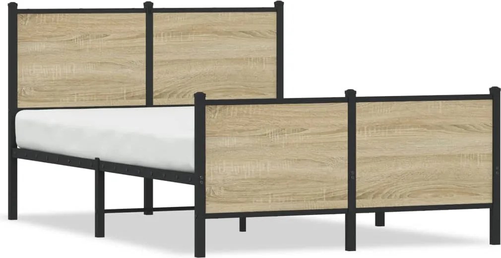 vidaXL Cadru de pat metalic fără saltea, stejar sonoma, 120x200 cm