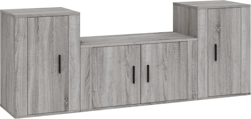 vidaXL Set dulap TV, 3 piese, gri sonoma, lemn prelucrat