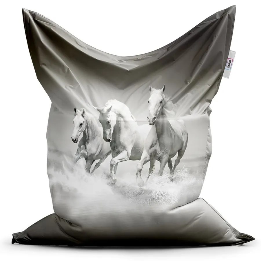 Sac de șezut Classic cai albi - pentru copii, gri