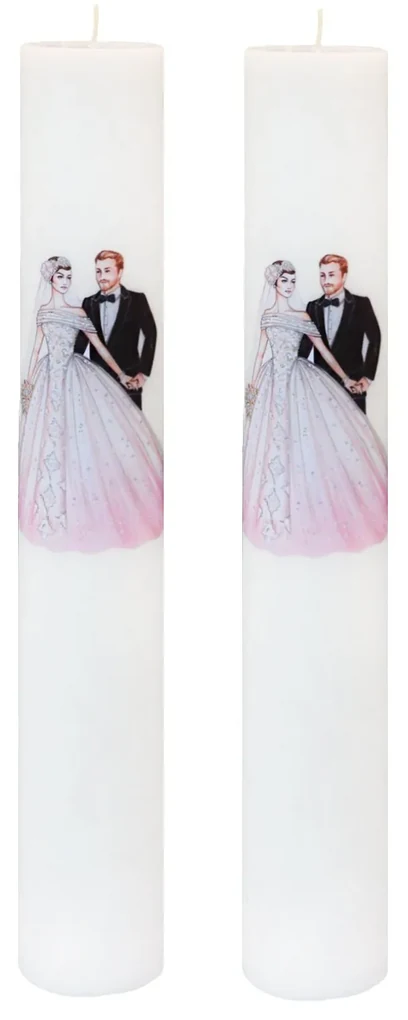 Set 2 Lumanari Nunta Miri clasici cu mesaj de la nasi 7 cm, 50 cm