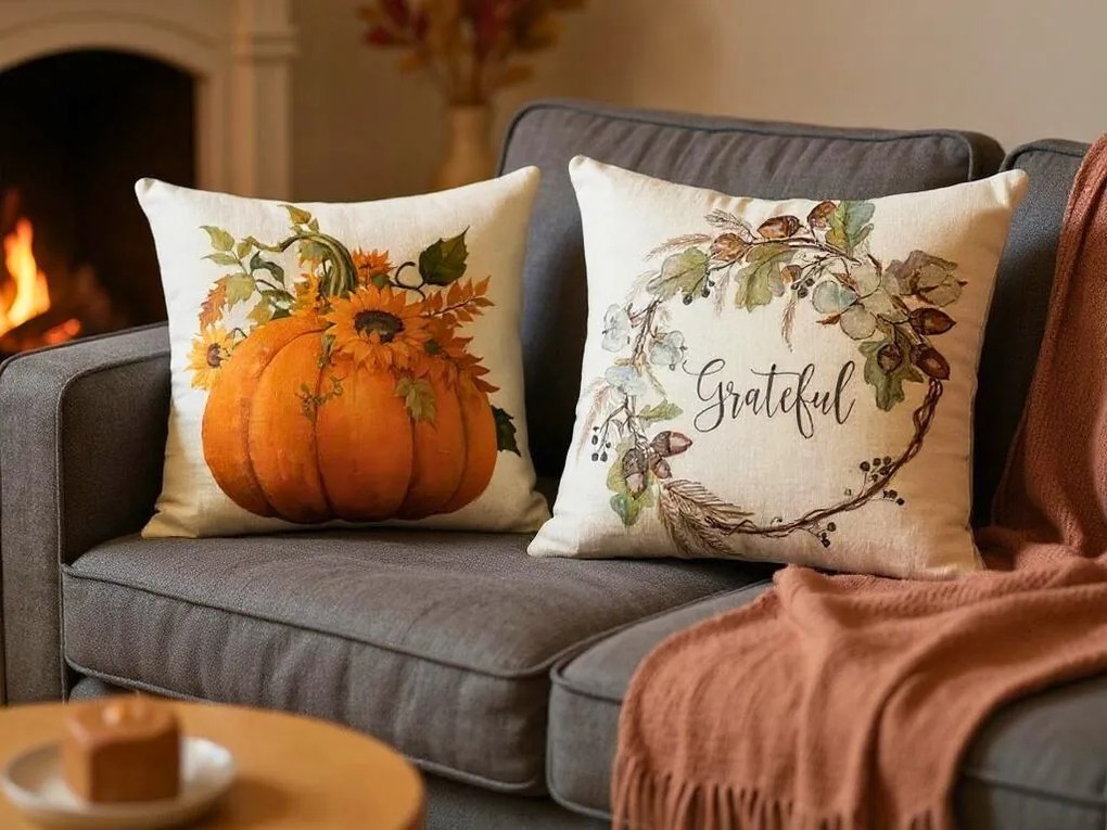 Husa de perna decorativa GRATEFUL 45x45 cm, bej