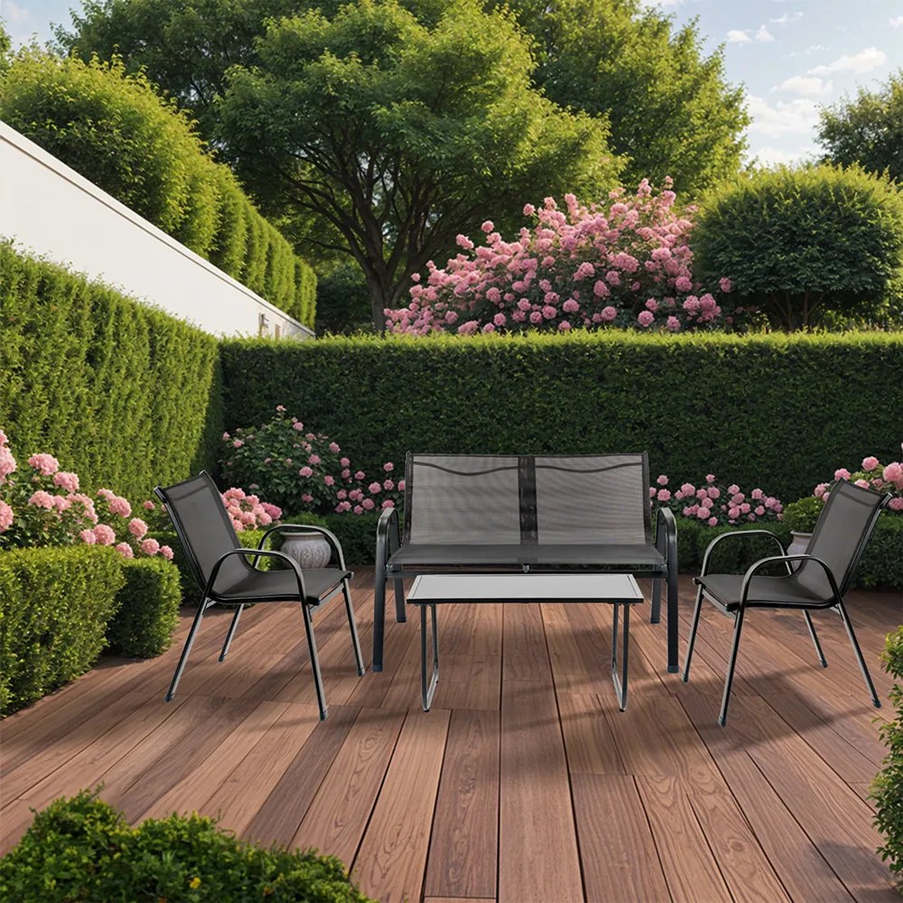 Set mobilier de grădină Lorca 4+1 negru