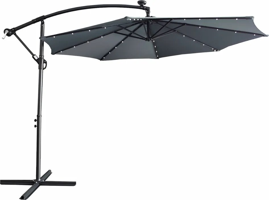 Umbrelă de soare de grădină LED, gri, 3 m, LINDAN