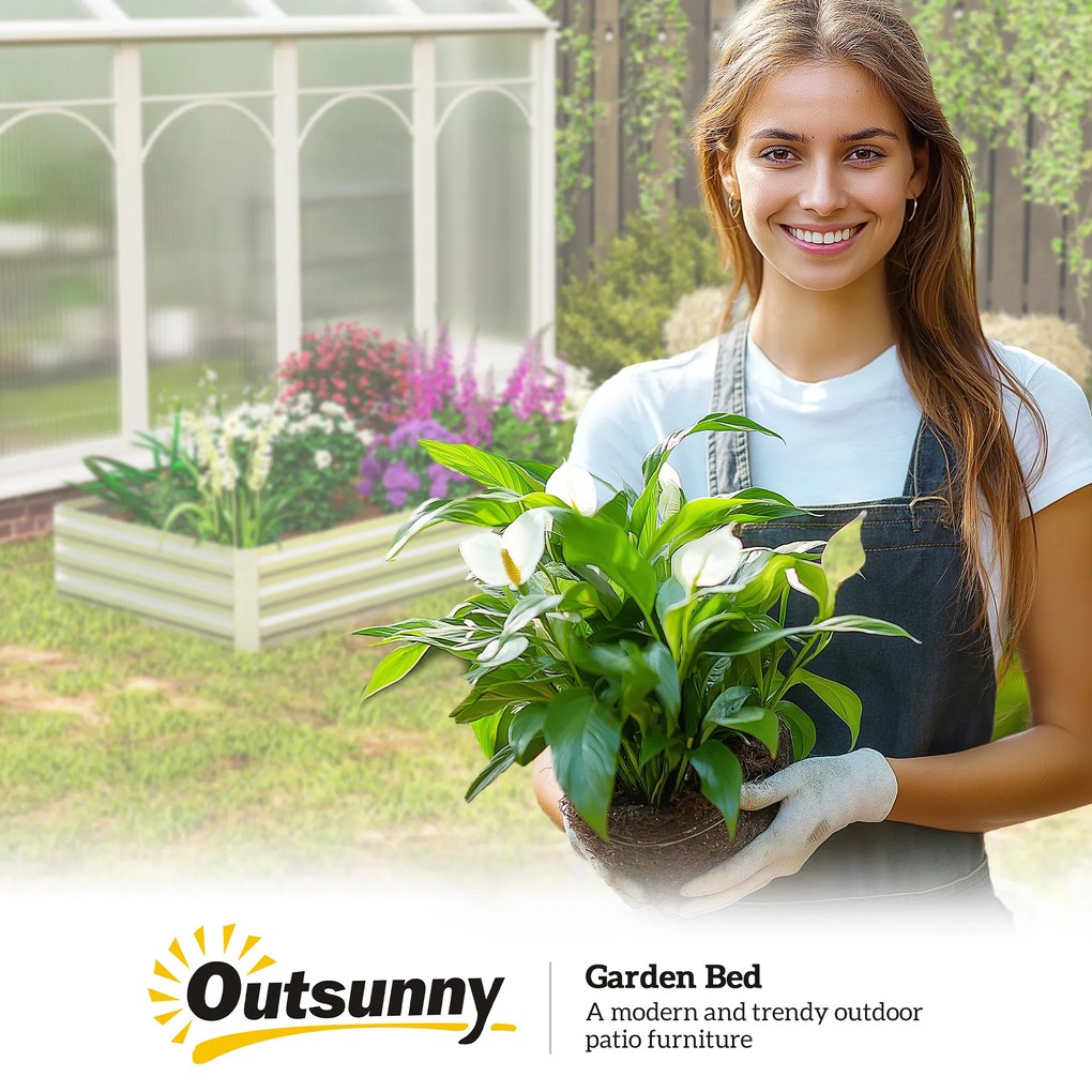 Outsunny Pat de Grădină Ridicat din Metal, Suport pentru Plante, Ierburi și Flori, Argintiu | Aosom Romania