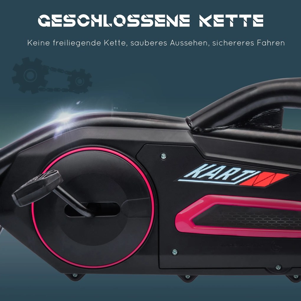 HOMCOM Go-Kart, vehicul pentru copii cu scaun reglabil, vehicul pe pedale, kart cu frână de mână, 3-8 ani, în aer liber, Roz | Aosom Romania