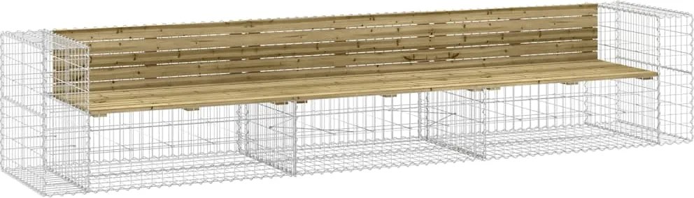 vidaXL Bancă grădină design gabion, 347x71x65,5 cm, lemn pin impregnat