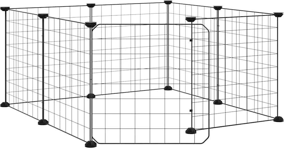 vidaXL Cușcă pentru animale cu 8 panouri și ușă, neagră, 35x35 cm, oțel