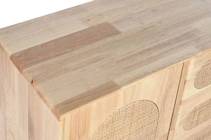 Comoda TV natur , din metal lemn de cauciuc si rattan „Rustic Charm”