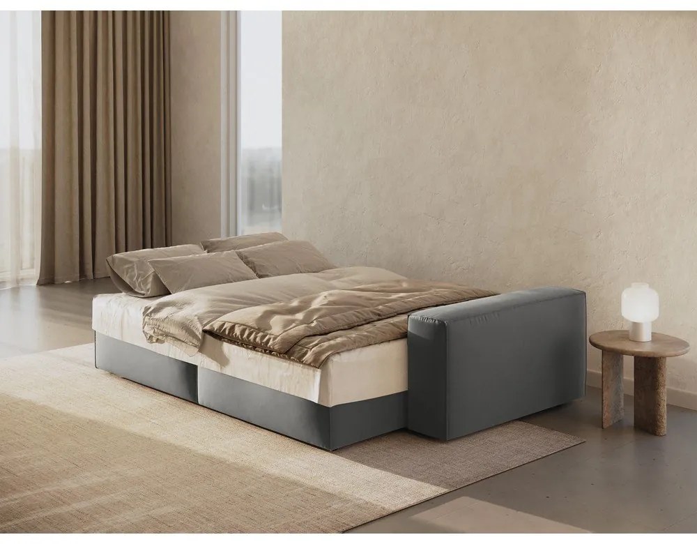 Canapea gri deschis extensibilă/cu spațiu de depozitare cu tapițerie din catifea 247 cm Jodie – Micadoni