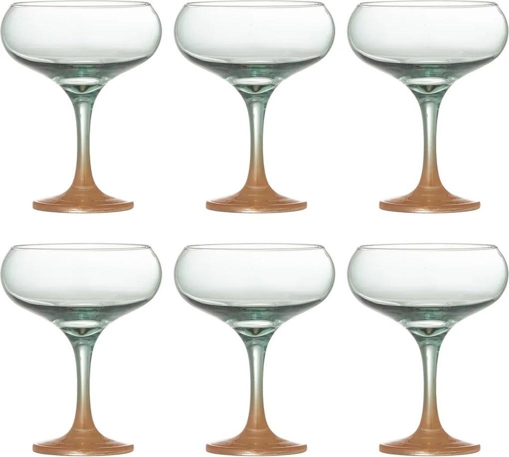 Set 6 pahare cocktail din sticlă, multicolor, cu finisaj vopsit prin pulverizare, 9,5x13 cm, 270 ml, „Signe"