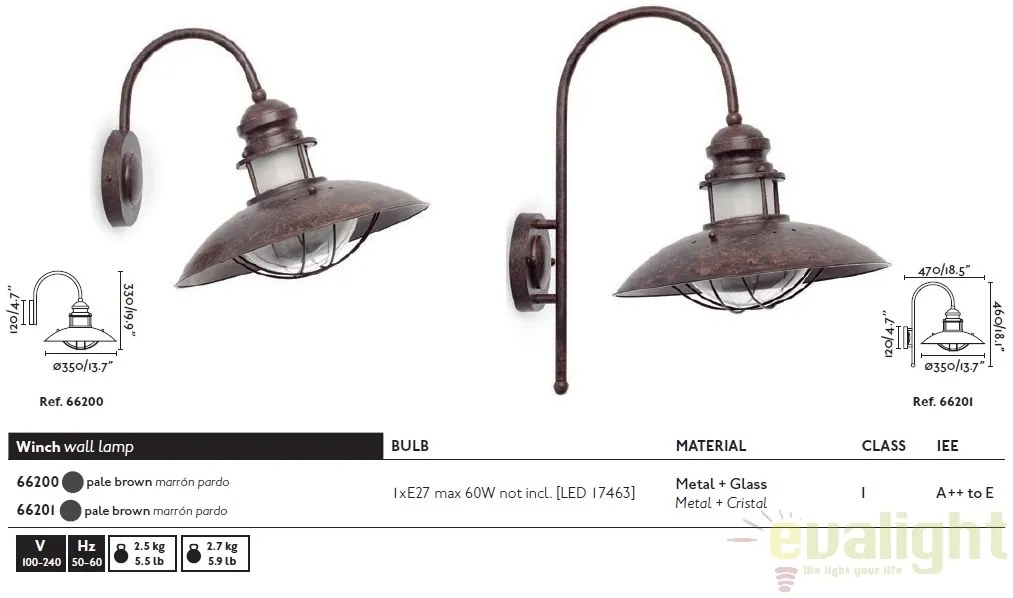 Aplica de perete rustica Winch II 66201