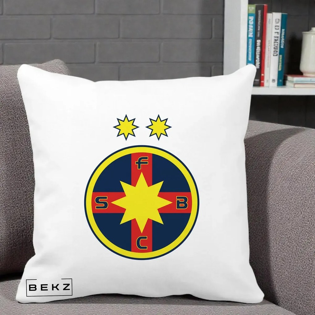 Perna Personalizata FCSB Fotbal Club Steaua Bucuresti, 40x40 cm, Alba Mata, Husa Detasabila, Perna Inclusa, BEKZ®