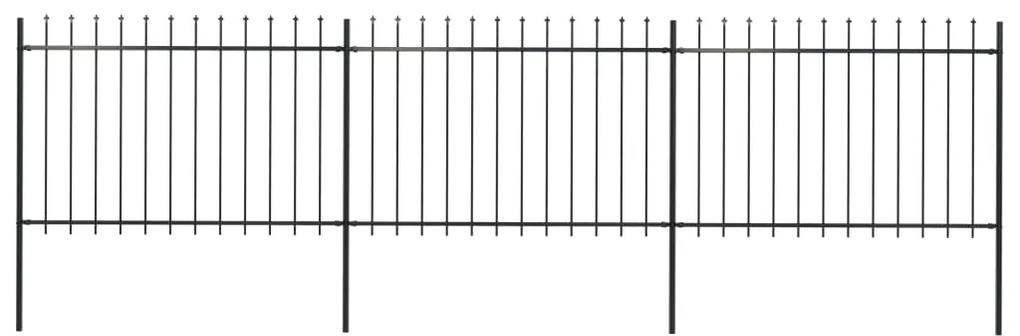 Gard de gradina cu varf sulita, negru, 5,1 x 1,2 m, otel 1, 1.2 m, 5.1 m
