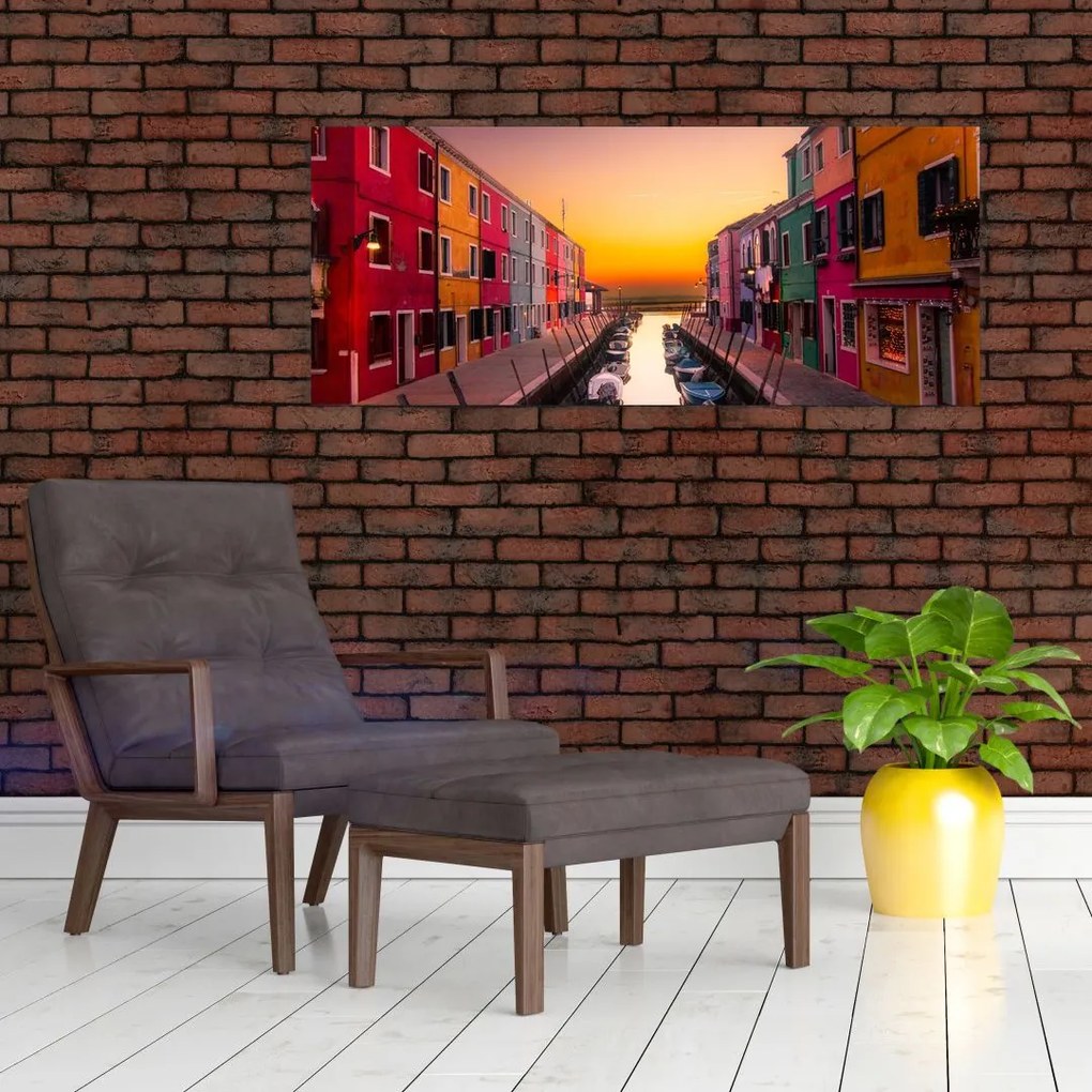 Tablou - Apus de soare, insula Burano, Veneția, Italia (120x50 cm)