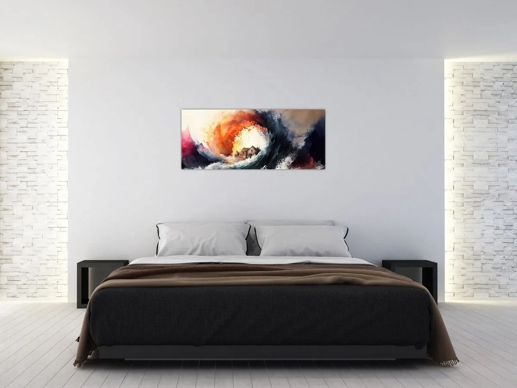 Tablou - În vârtejul potopului, acuarelă (120x50 cm)