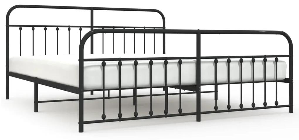 352603 vidaXL Cadru pat metalic cu tăblii de cap/picioare, negru, 200x200 cm