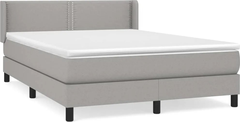 vidaXL Pat box spring cu saltea, gri deschis, 140x190 cm, textil