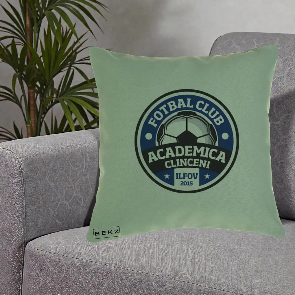 Perna Personalizata Academica Clinceni Fotbal Club, 40x40 cm, Verde, Husa Detasabila, Perna Inclusa, BEKZ®