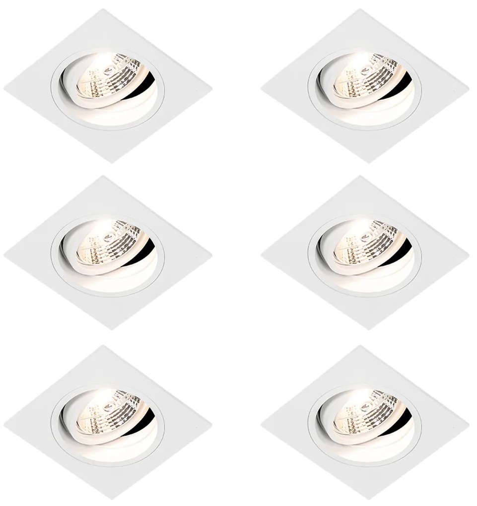 Set 6 becuri Spot modern încastrat alb reglabil - Chuck 70
