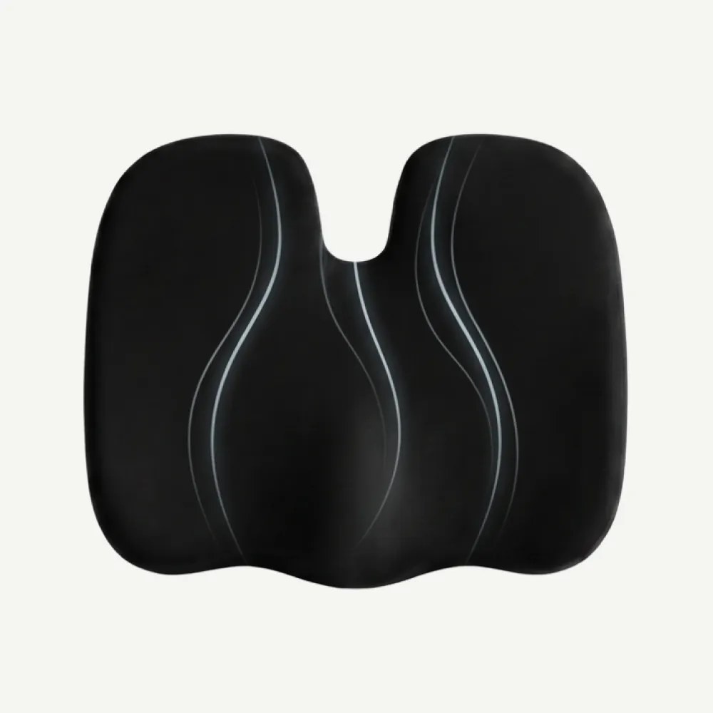 Perna ortopedica sezut memory foam cu strat gel racoritor detasabil, husa catifea, Negru