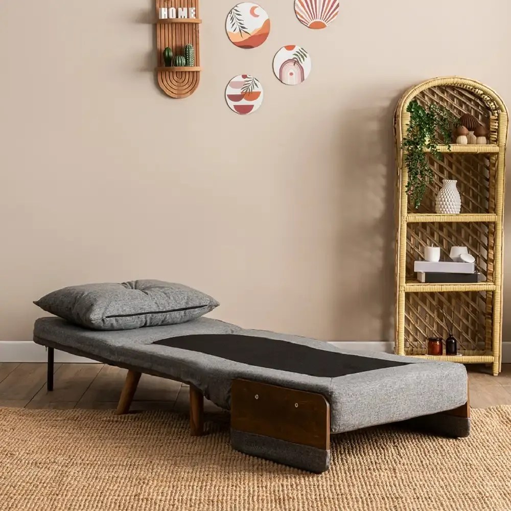 Fotoliu Extensibil Gri Deschis, Esme,190 x 70 cm