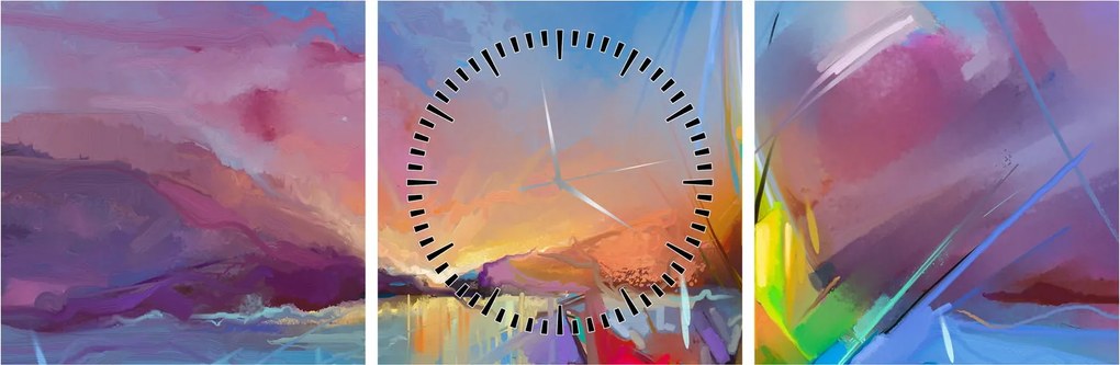 Tablou - Apus de soare (cu ceas) (90x30 cm)