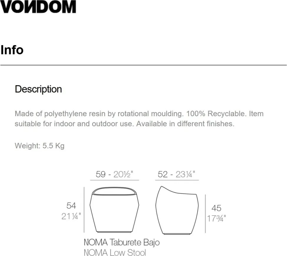 Scaun / Taburete de exterior / interior design modern premium MOMA STOOL 45059A Vondom