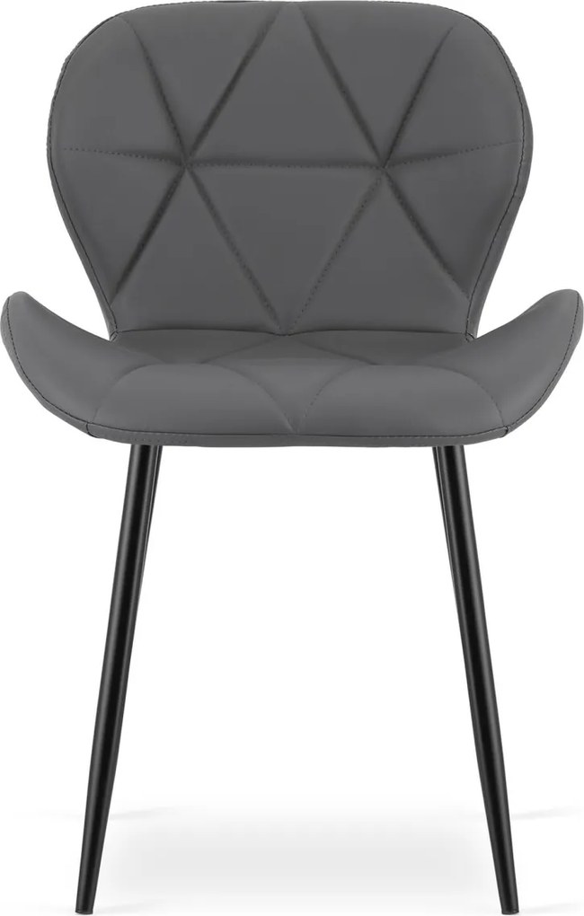 OFERTA Scaun de dining MANGO din piele ecologica cu picioare negre, gri clasa a II-a