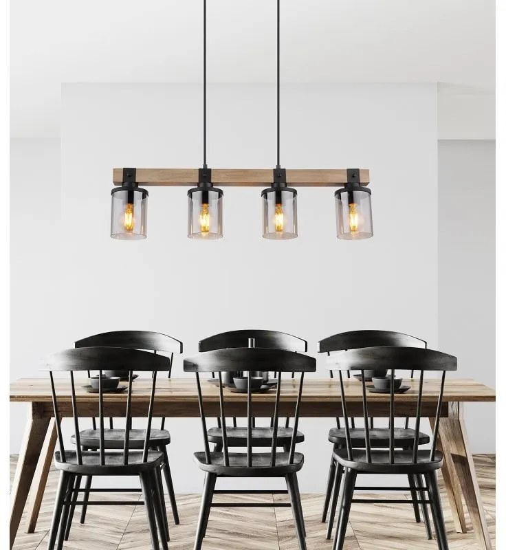 Lustra 4L design industrial Lila negru, maro