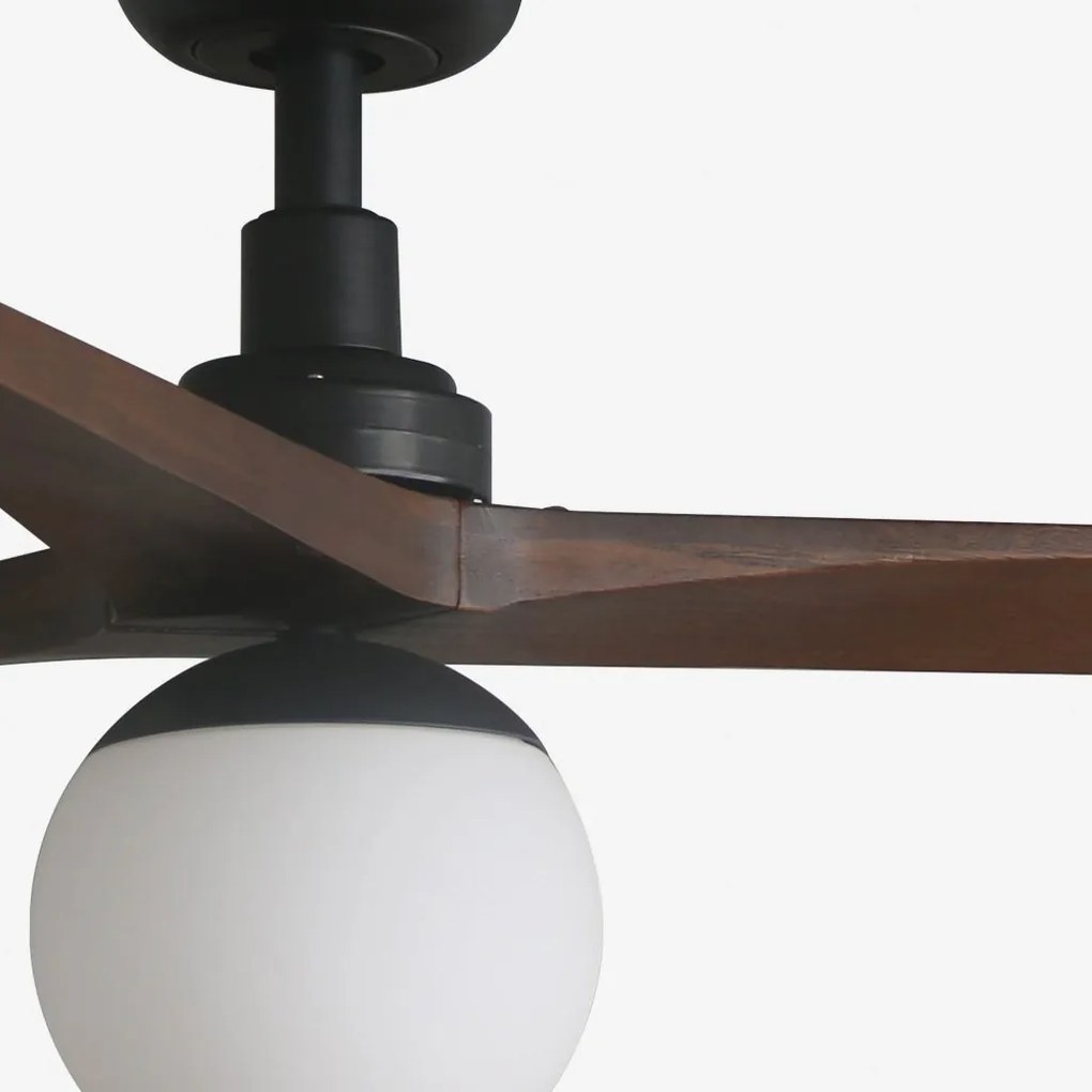 Lustra cu Ventilator Smart sisitem Tuya cu telecomanda KLIM L 150cm, negru/ nuc