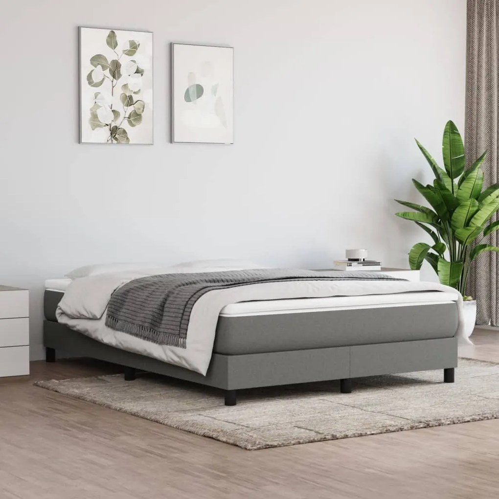 3120509 vidaXL Cadru de pat, gri închis, 140x190 cm, material textil