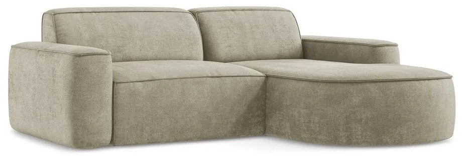 Colțar bej cu tapițerie din chenille (cu colț pe partea dreaptă/cu șezlong) Omao – Makamii