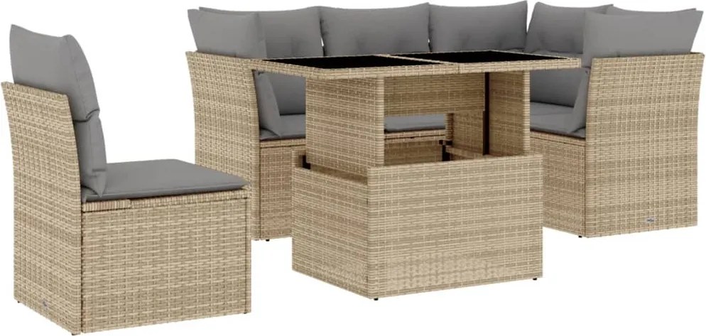 vidaXL Set canapele de grădină cu perne, 6 piese, bej, poliratan