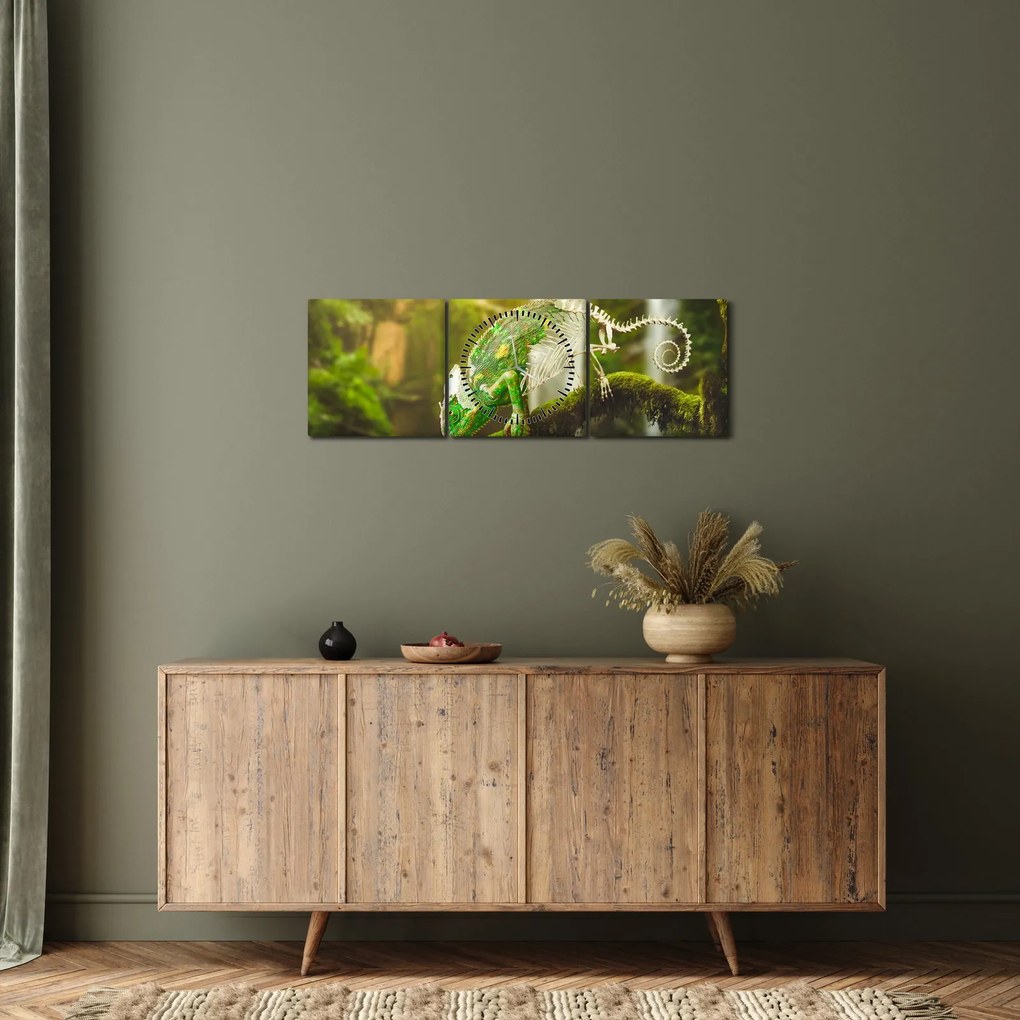 Tablou cu șopârlă (cu ceas) (90x30 cm)