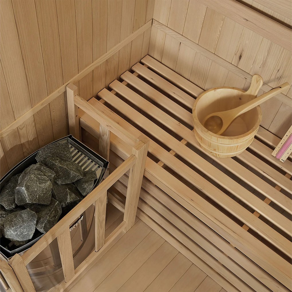 Tradičná saunová kabína / fínska sauna Tampere 150 x 110 cm 4,5 kW