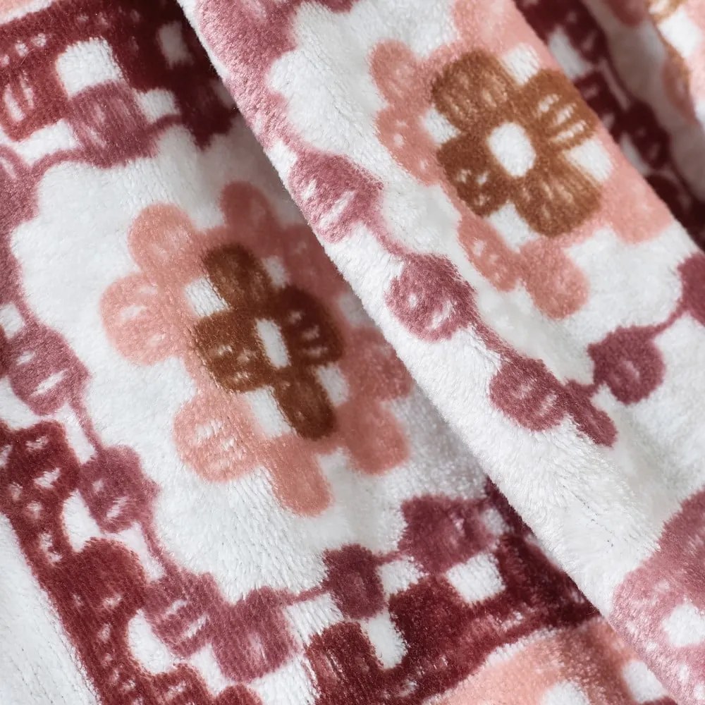 Pătură roz din micropluș/cocolino 130x170 cm Crochet Print – Catherine Lansfield