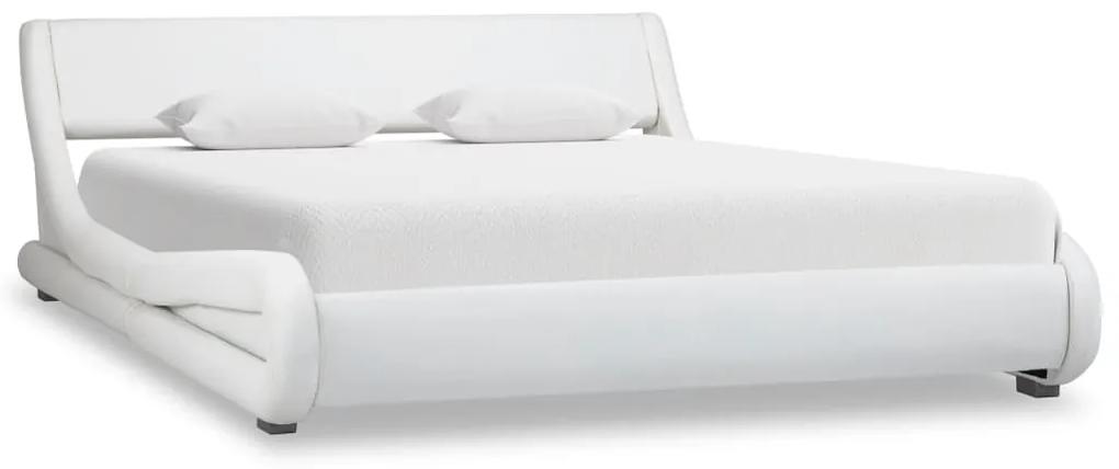 285711 vidaXL Cadru de pat, alb, 140 x 200 cm, piele ecologică