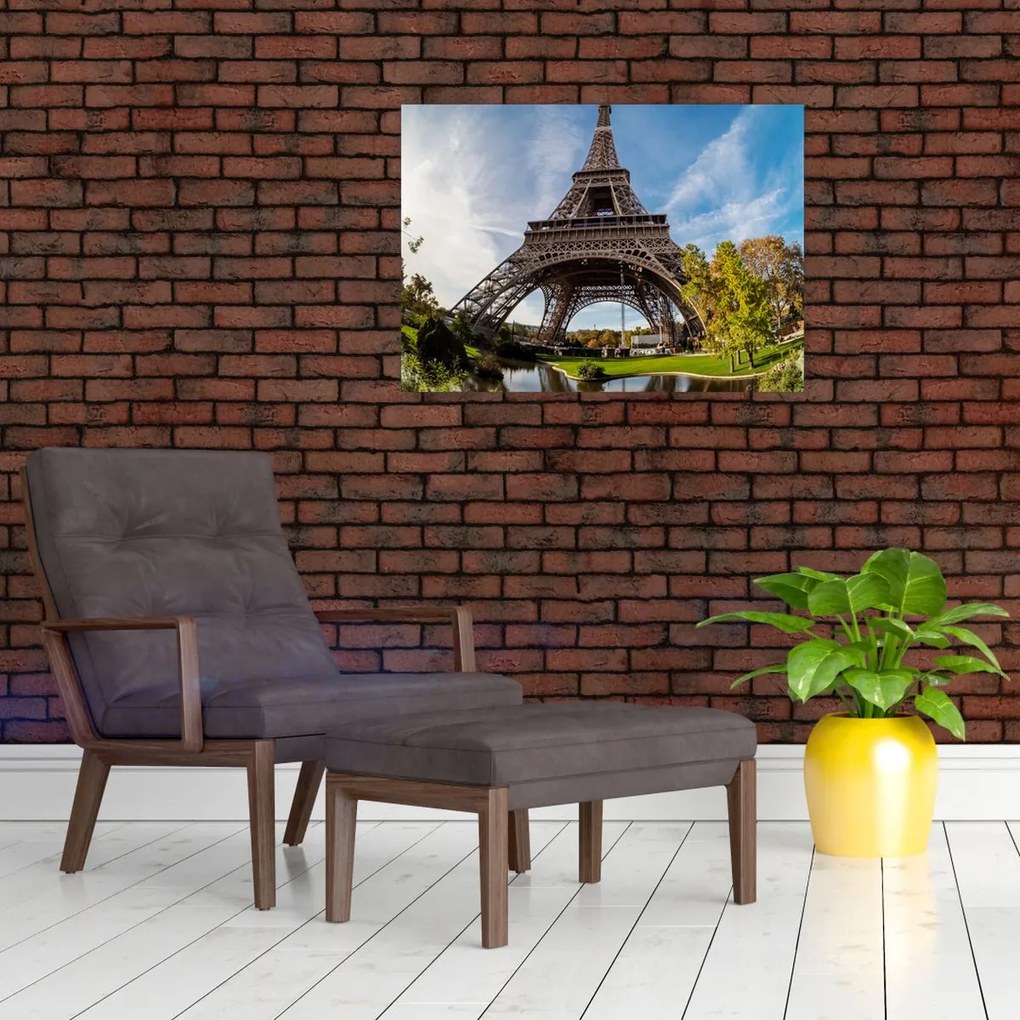 Tablou pe sticlă - Turnul Eiffel colorat (70x50 cm)