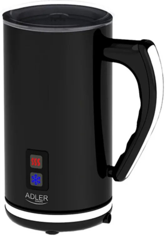 Aparat pentru spumat lapte Adler AD 4478, 500W, 240 ml, Acoperire antiaderenta, Protectie STRIX, Otel negru